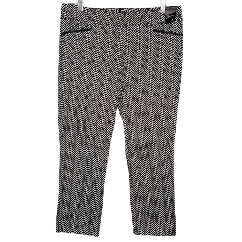 New York & Company Straight Leg Crop Stretch Print Pant 8